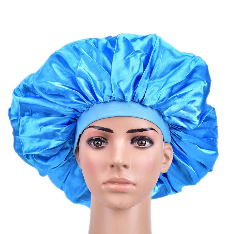 45cm diameter Big Size Satin Silk Bonnet, Night Sleep Cap for Curly & Springy Hair, Hair Protection Head Cover for Women