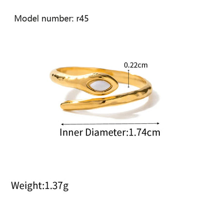 2025 Retro Hollow Zirconringen voor Vrouwen – Luxe Gouden Slangontwerp Trendsettende RVS Sieraden