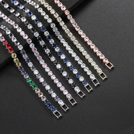 Vibrante Regenboog Zircon Tennisarmband voor Vrouwen - Elegante Zilveren 4mm Kristallen Handketting Sieraden, Perfect Cadeau voor Vrienden H027-M