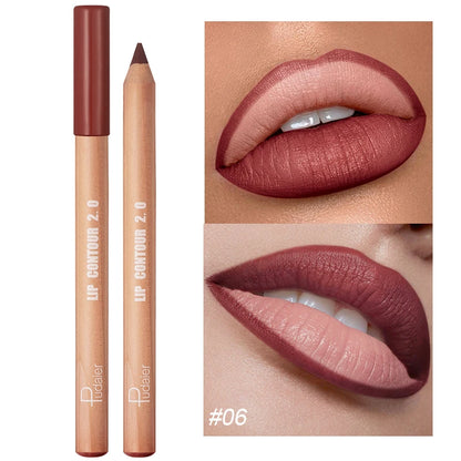 Matte Nude Bruine Lippenpotlood - Waterdicht & Gemakkelijk aan te Brengen, Niet-Plakkerig Lippen Contour Gereedschap voor Perfecte Lippen