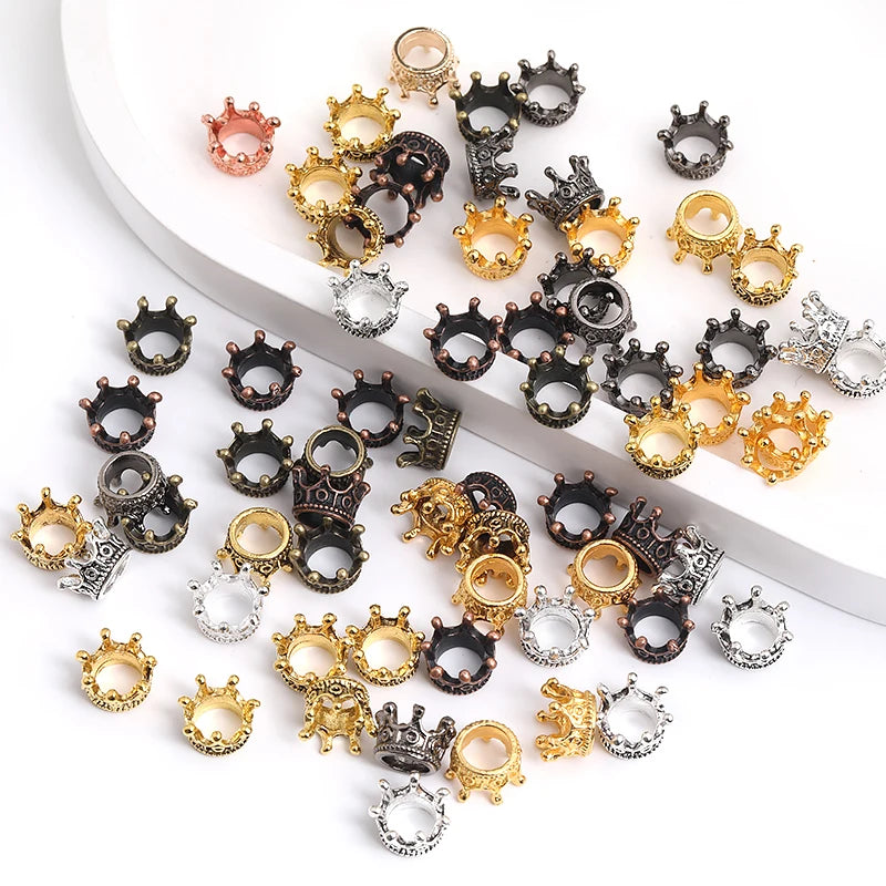 32pcs Crown Charms Set Gold Silver Black Bronze Mini Crown Beads DIY Jewelry Making Earrings Bracelets