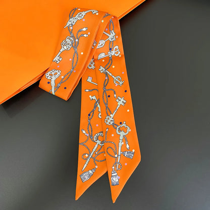 2024 Chic Zebra Florale Zijden Sjaal - Luxe Modeaccessoire voor Vrouwen, Veelzijdige Haarband, Stijlvolle Neckerchief en Elegante Tas Sjaal