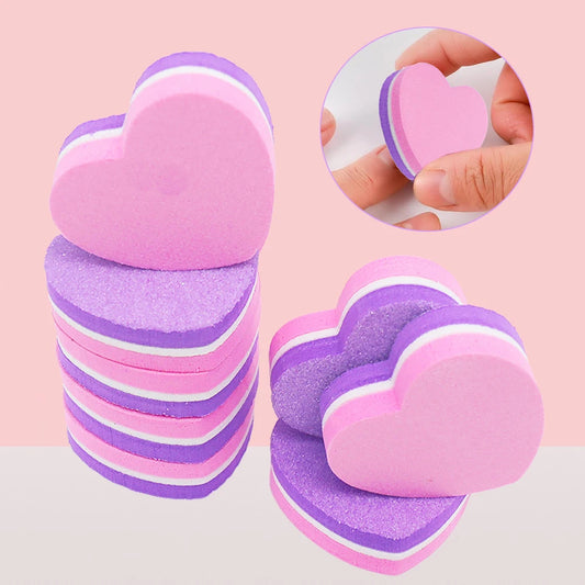 Hartvormige Mini Nagelbuffer Set - 10/30/50 Stuks Dubbelzijdige Schuurblokken voor Acrylnagels en Natuurlijke Nagels - Essentiële Maniacurehulpmiddelen!