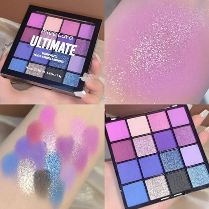 Levende 16-kleur Oogschaduw Palette - Matte, Glitter en Parelachtige Poeders voor Moeiteloos Sprankelende Ooglooks!