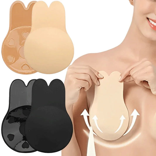 Ultieme Comfort Strapless Push-Up Bh – Herbruikbare Zelfklevende Siliconen Lift Tape & Konijnen Tepelcovers