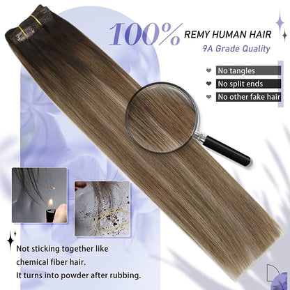 Transformeer je look met Moresoo Premium Clip-In Haarextensions - 100% Natuurlijke Remy Haar, Rechte Stijl, Verkrijgbaar in 5 en 7 Delige Sets!