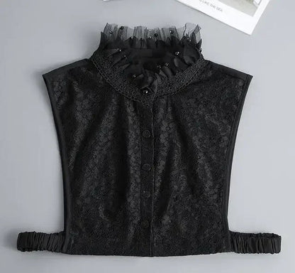 Chic 2024 Voorzijde Strik Witte Afneembare Kant Kraag voor Dames – Vintage Stijl Blouse Accessoire voor een Modebewuste Uiterlijk