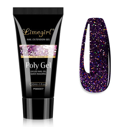 LIMEGIRL 30ml Glanzend Nageluitbreidingsgel - Kristal-Infused Acryl Poly UV Formule voor Snelle en Gemakkelijke Manicures!