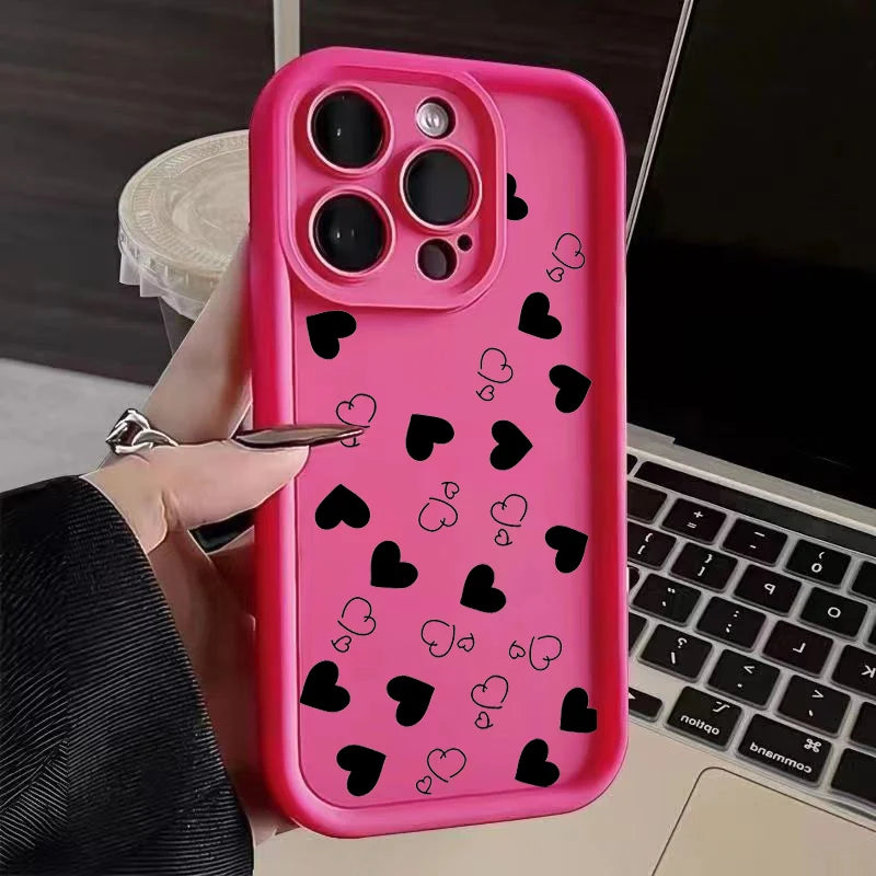 Stijlvolle Matte Hart Motief Telefoonhoes voor iPhone 16, 15, 14 Pro Max, 16E, 13, 12, 11, Mini, 7, 8 Plus, XR, XS Max en SE - Zachte en Schokbestendige Bescherming!