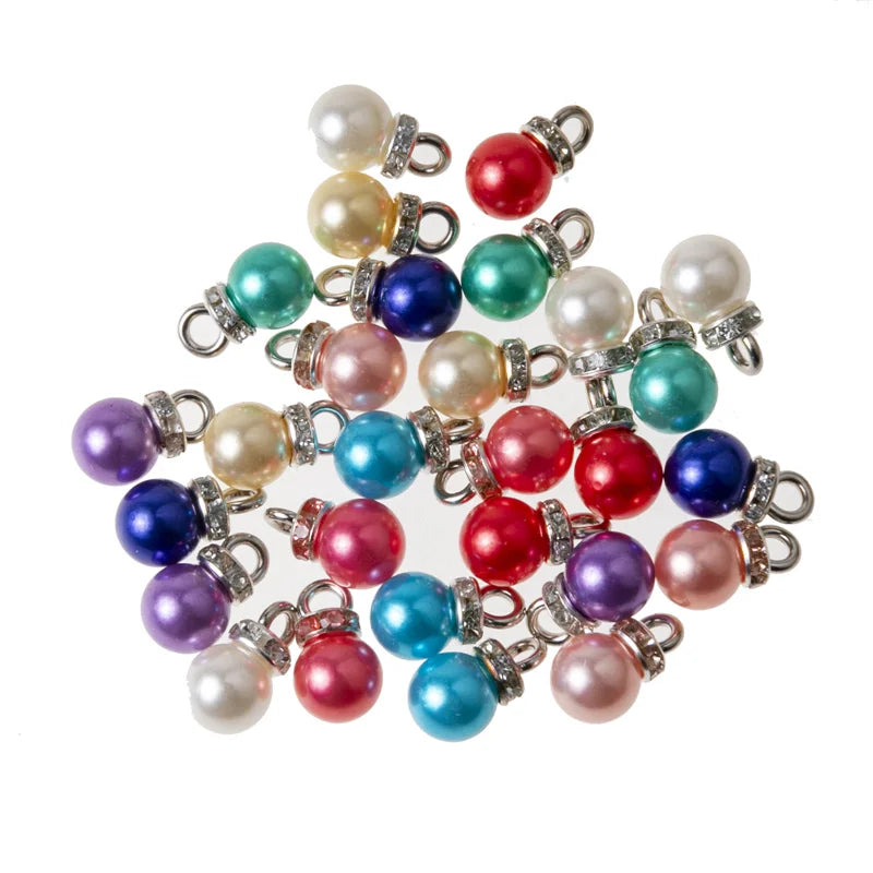 20pcs Mini Colorful Imitation Pearl Charms for Jewelry Making