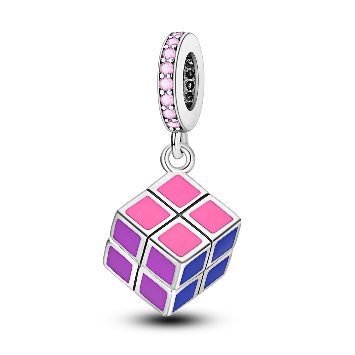 925 Sterling Silver Puzzle Charms Bead with Zircon Inlay DIY Bracelet Pendant Jewelry Making Supplies