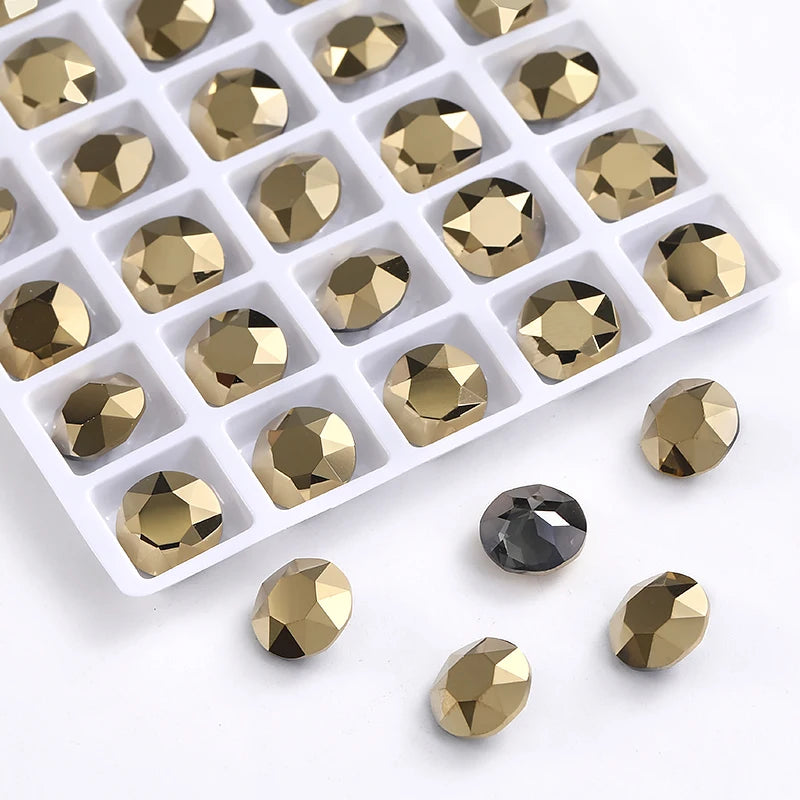 20 Pieces of Round K9 Glass Rhinestones Pointback Crystal 32 Facet Loose Stones for Jewelry Making Nail Art Garment Decor