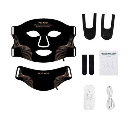 Revolutionaire Silicone LED Gezichts- en Halsmasker - 7 Kleur LED Foton Therapie met Infraroodlicht voor Huidherstel - Draadloos en Flexibel Ontwerp!
