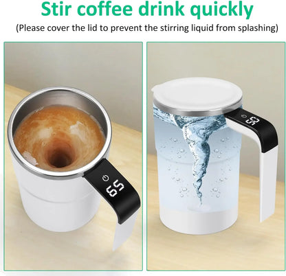 Slimme Zelfroerende Magnetische Koffiemok - USB Oplaadbare Thermosbeker met LCD-scherm voor Moeiteloos Mengen en Voedselveiligheid