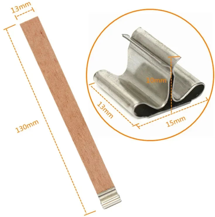 Wooden Candle Wicks with Metal Base Holders Flat Wood Wick Cores for DIY Soy Wax Candle Making