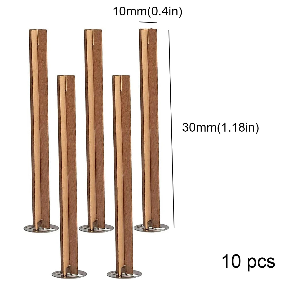 Cross Wooden Candle Wicks with Metal Clips Smokeless Wood Wick Cores for DIY Jar Candle Making