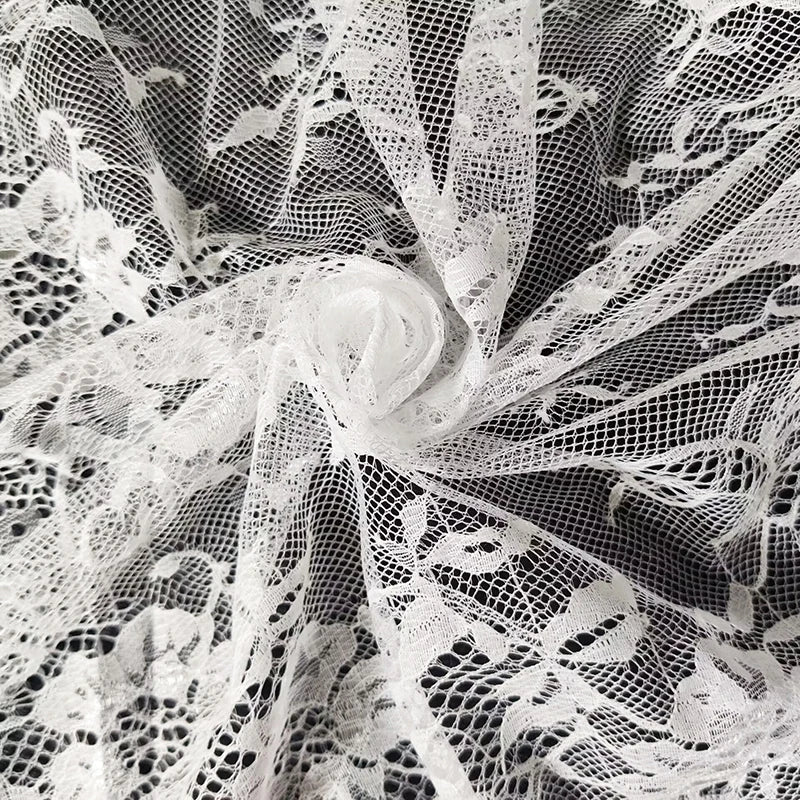 White Eyelash Lace Fabric Floral Embroidered Lace for Wedding Dress Bridal Veil Sewing DIY Decor