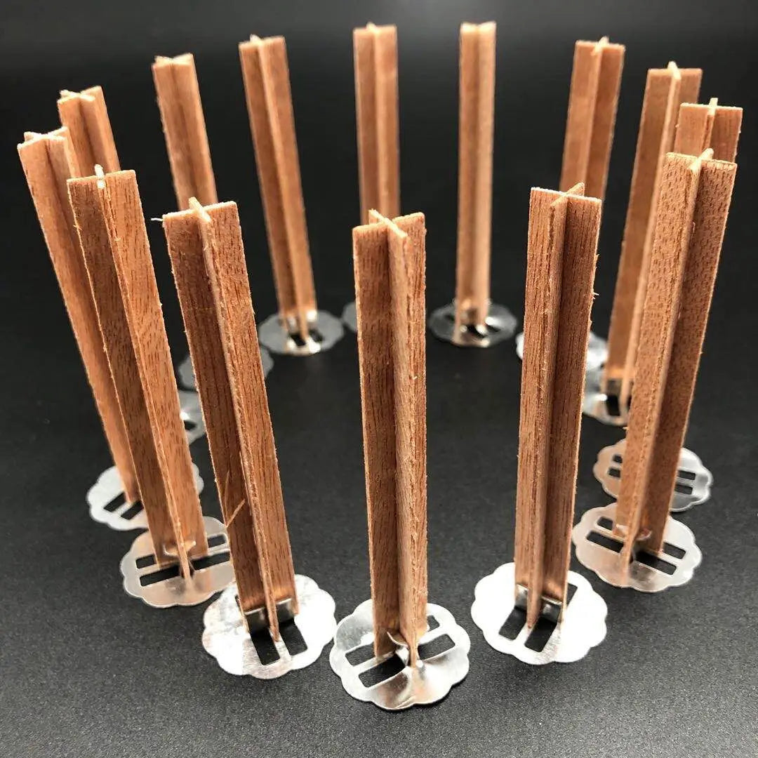 Cross Wooden Candle Wick with Metal Base for DIY Soy Wax Candles