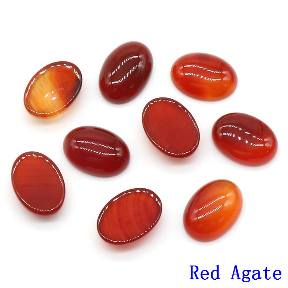 20pcs Natural Stone Oval Cabochons Flat Back Gemstones for Jewelry Making DIY Ring Pendant Earring Craft Supplies