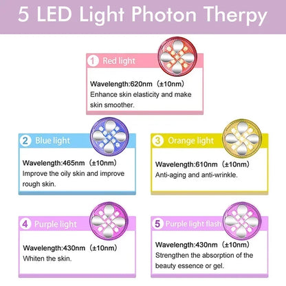 Ultimate 5-in-1 EMS Gezichtsmodule met 4D Massahoofd - Verbeter je Huidverzorgingsroutine Thuis met 5 Kleur Lichttherapie voor Optimale Crèmeabsorptie!