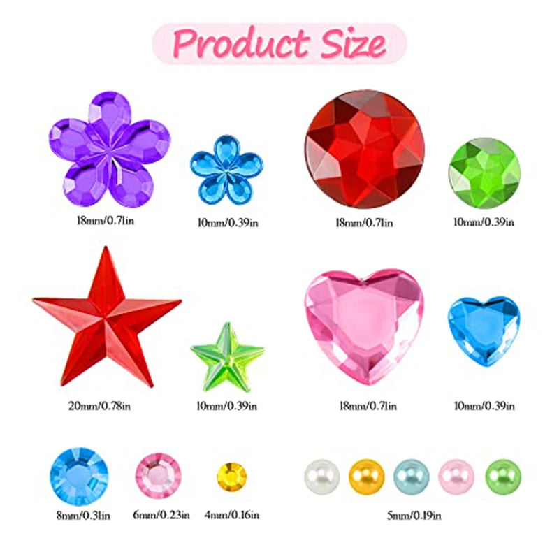 Self Adhesive Gem Stickers 5 Sheets Bling Rhinestones for Crafts Face Makeup Reward Charts Scrapbooking DIY Decor