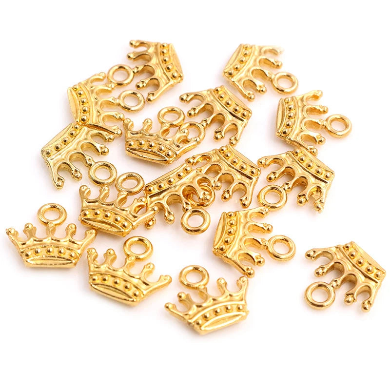 20pcs Crown Charms Antique Silver Gold Bronze Pendants