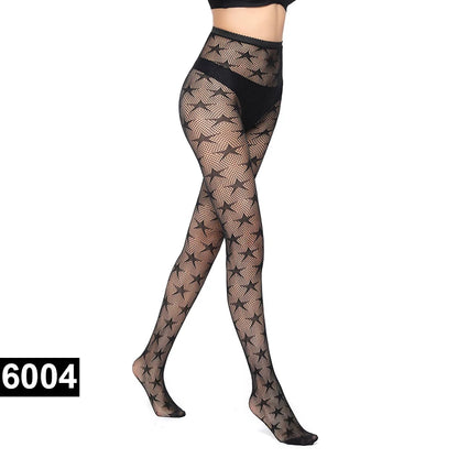 Aantrekkelijke Machten Visnet Panty voor Vrouwen - Stijlvolle Jacquard Lange Bodystockings & Naad Elegantie in Zwarte Kousen