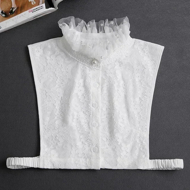 Chic 2024 Voorzijde Strik Witte Afneembare Kant Kraag voor Dames – Vintage Stijl Blouse Accessoire voor een Modebewuste Uiterlijk