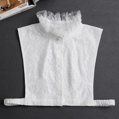 Chic 2024 Voorzijde Strik Witte Afneembare Kant Kraag voor Dames – Vintage Stijl Blouse Accessoire voor een Modebewuste Uiterlijk