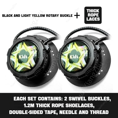 Revolutionaire Elastische Veters Zonder Knoop met Draaiende Gesp - Perfect voor Volwassenen en Kinderen! Dikke Ronde Ontwerp voor Comfortabele Sneakers.