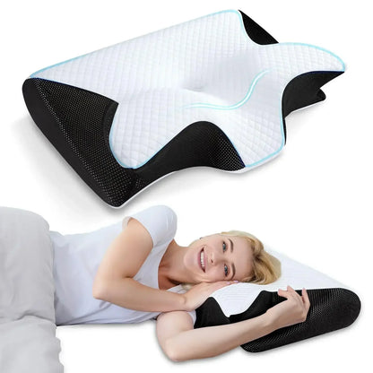 Luxueus 2-in-1 Ergonomisch Geheugenfoam Cervicaal Kussen - Snelle Terugstuiter Design voor Ultieme Nekpijnverlichting en Comfortabele Slaap