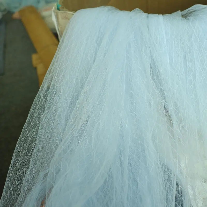 Thin Tulle Veil Fabric 150cm Wide Grid Mesh Lace with Gold Silver Thread for Sewing DIY Dress Decoration