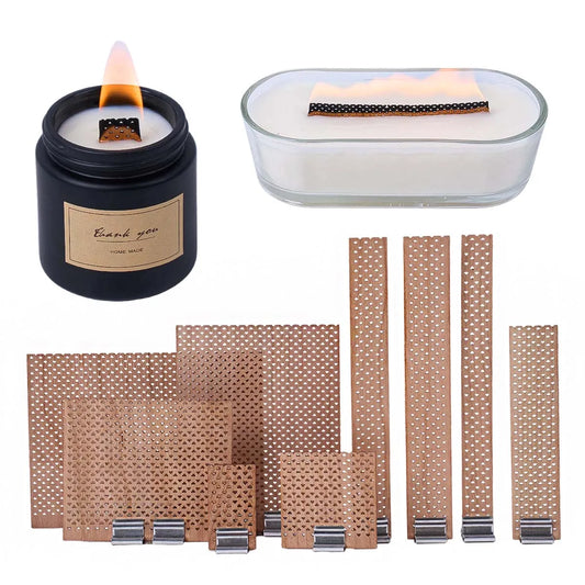 Smokeless Wood Candle Wicks with Metal Clips Multiple Sizes Wooden Wicks for Soy Wax DIY Candle Making