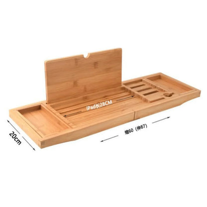Elegante Uittrekbare Houten Badkuip Caddy Tray – Premium Badaccessoires met Antislip Tablet Houder en Zeep Dish (60 cm - 87 cm)