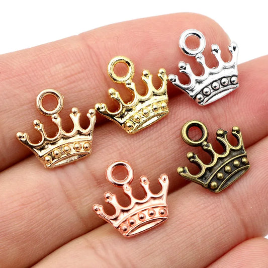 20pcs Crown Charms Antique Silver Gold Bronze Pendants