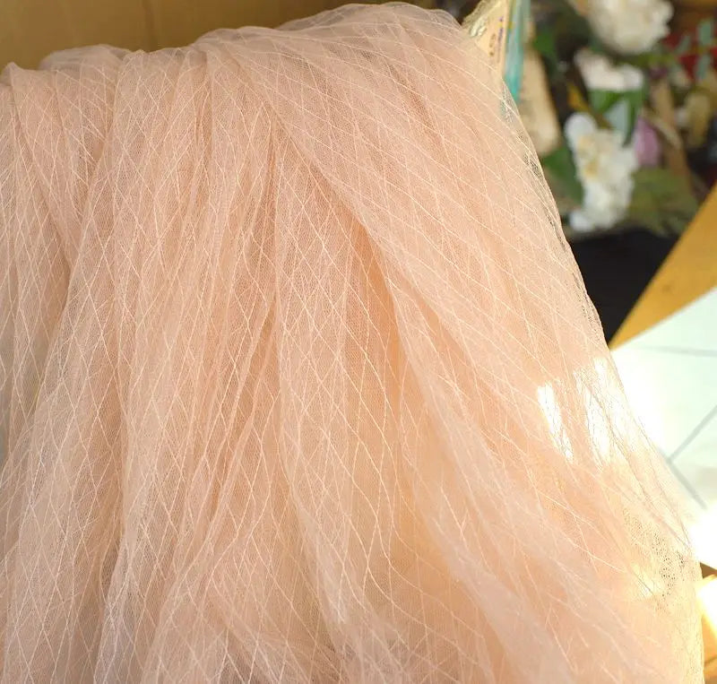 Thin Tulle Veil Fabric 150cm Wide Grid Mesh Lace with Gold Silver Thread for Sewing DIY Dress Decoration