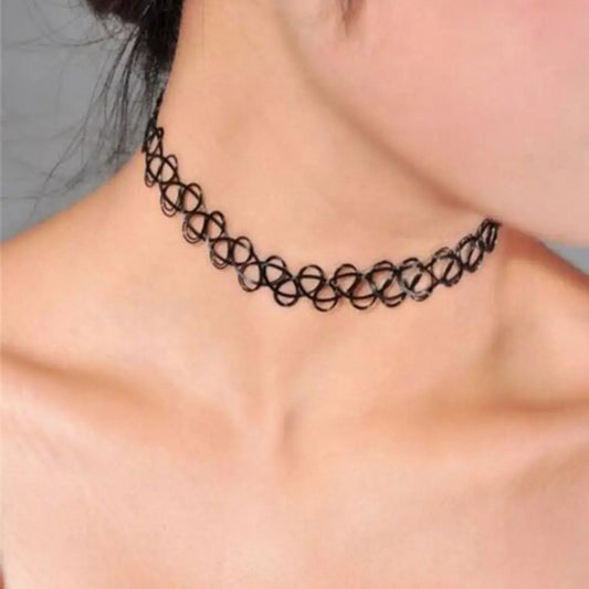 Stijlvolle Multi-Kleur Vlecht Choker Ketting voor Meisjes – Vintage Elastische Gotische Visdraad Ontwerp, Perfecte Sieraad Geschenk!