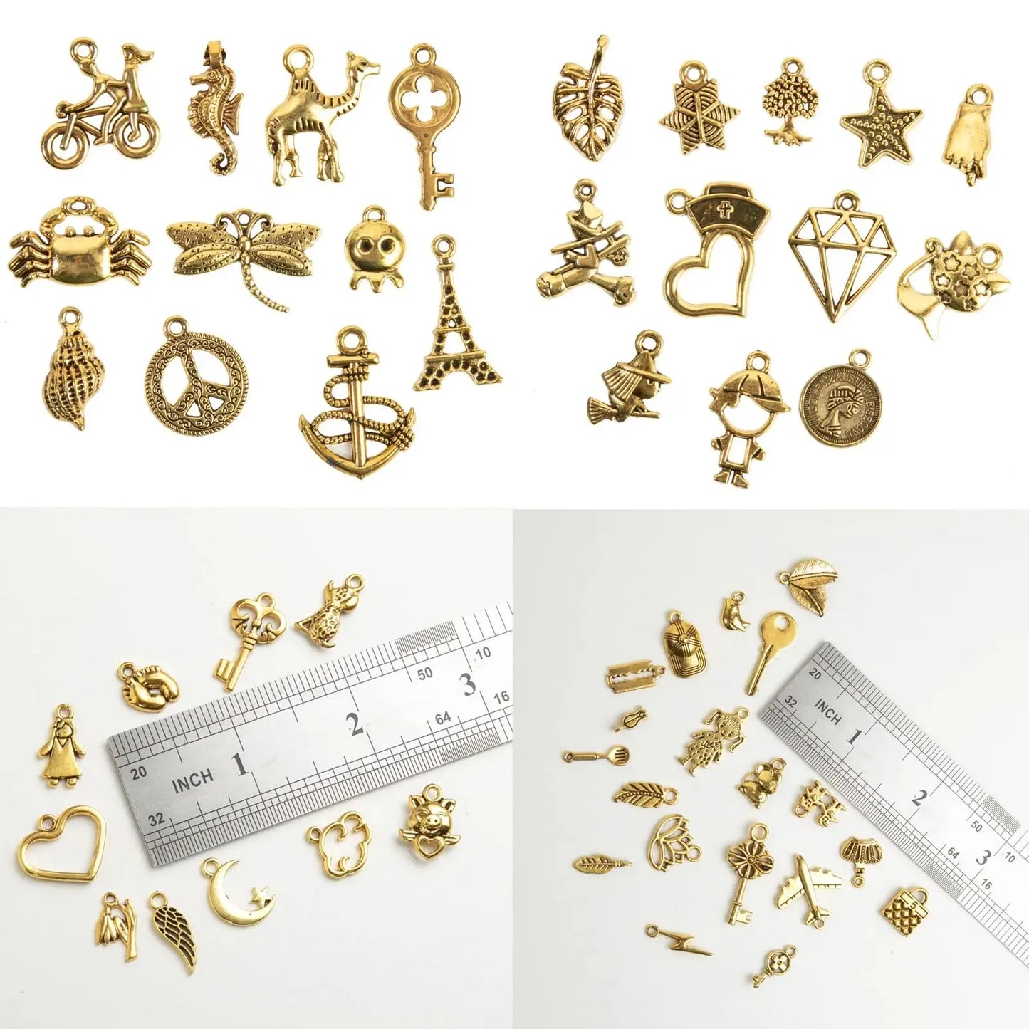 Mixed Metal Charms Bulk Set for Jewelry Making Vintage Alloy Pendants DIY Bracelets Necklaces Craft Supplies