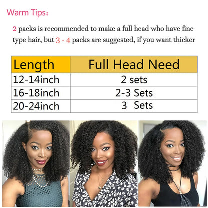 Maxine Kinky Curly Clip-In Haarextensions voor een Volle Afro Look - Premium Mensenhaar in Natuurlijk Zwart