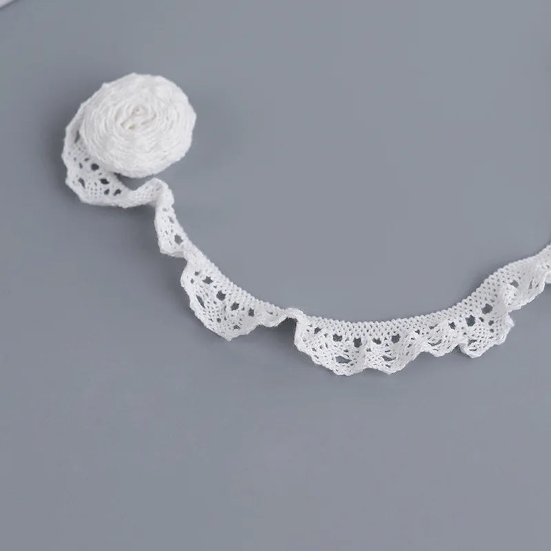 Elastic Cotton Lace Trim Scalloped White Pink Lace Ribbon Sewing Accessories DIY Clothing Crafts