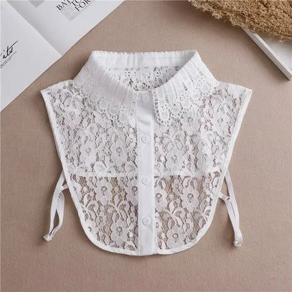Chic 2024 Voorzijde Strik Witte Afneembare Kant Kraag voor Dames – Vintage Stijl Blouse Accessoire voor een Modebewuste Uiterlijk