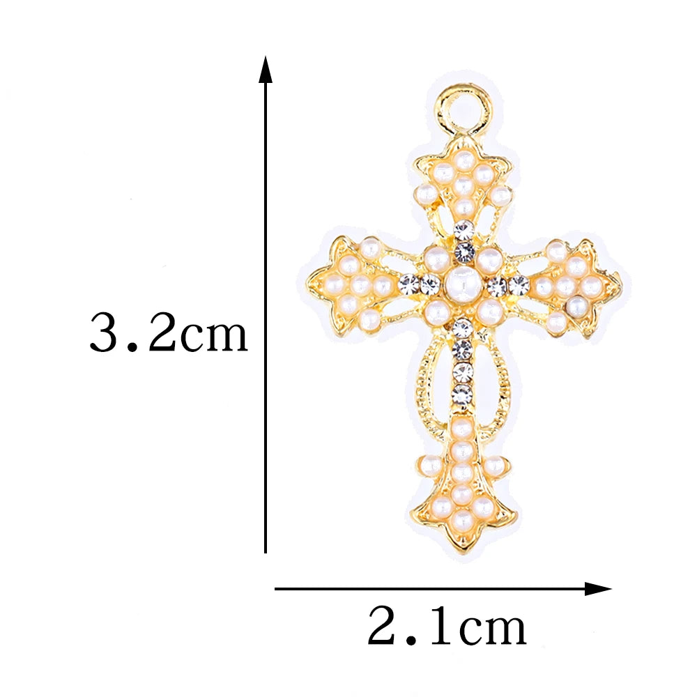 Crystal Cross Charms Gold Silver Crucifix Jewelry Making Supply