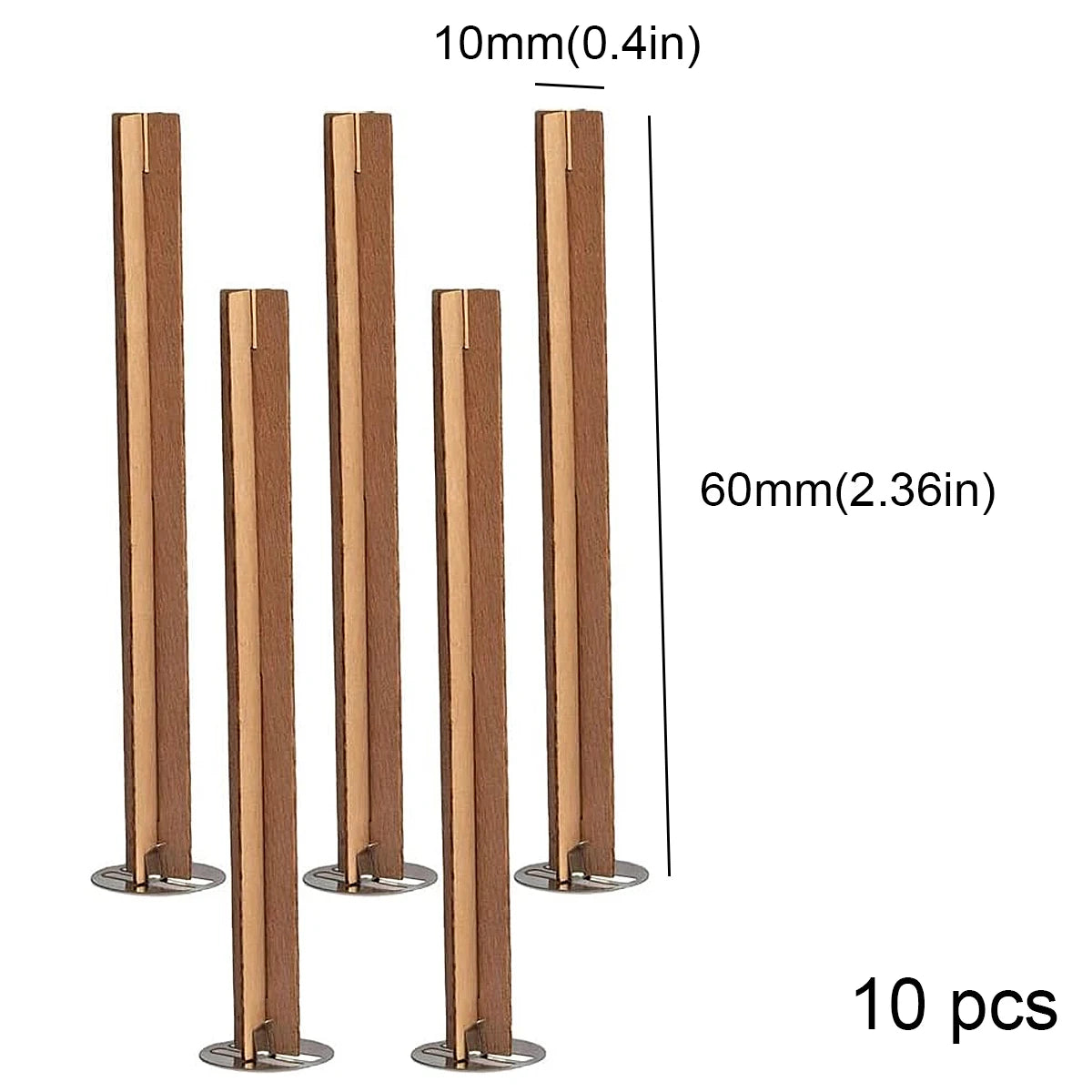 Cross Wooden Candle Wicks with Metal Clips Smokeless Wood Wick Cores for DIY Jar Candle Making