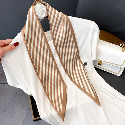 Trendy Floeiende Satijnen Zijde Haar Riem Sjaal voor Vrouwen – Stijlvolle Nekstrik, Tas Sjaal en Skinny Haarband – 2024 Collectie
