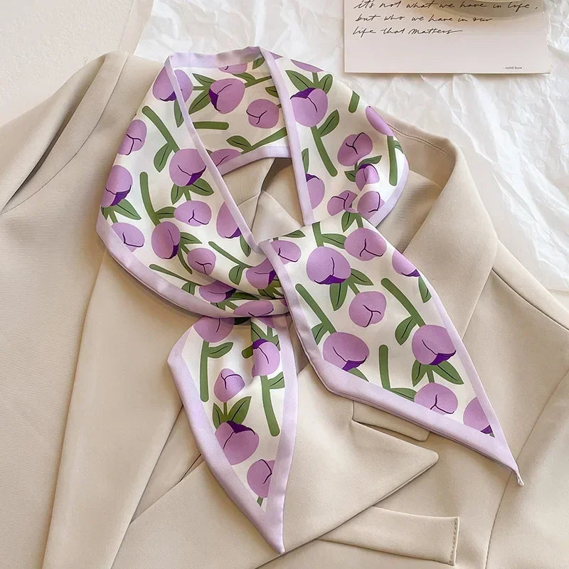 Trendy Floeiende Satijnen Zijde Haar Riem Sjaal voor Vrouwen – Stijlvolle Nekstrik, Tas Sjaal en Skinny Haarband – 2024 Collectie