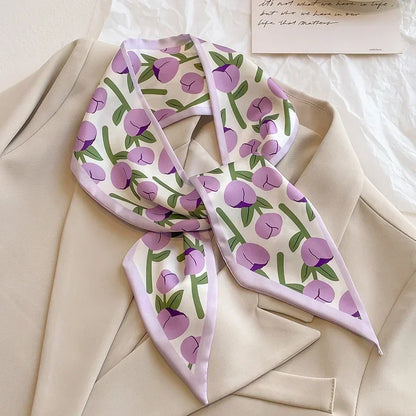Trendy Floeiende Satijnen Zijde Haar Riem Sjaal voor Vrouwen – Stijlvolle Nekstrik, Tas Sjaal en Skinny Haarband – 2024 Collectie