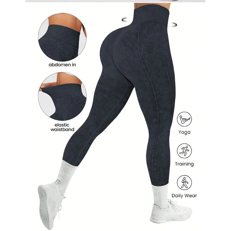 Glimmende Frosted Hoge Taille Yoga Leggings voor Vrouwen - Naadloze Tights met Heup-Liftende Ondersteuning voor de Sportschool, Hardlopen en Actieve Sporten