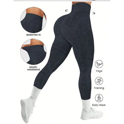 Glimmende Frosted Hoge Taille Yoga Leggings voor Vrouwen - Naadloze Tights met Heup-Liftende Ondersteuning voor de Sportschool, Hardlopen en Actieve Sporten