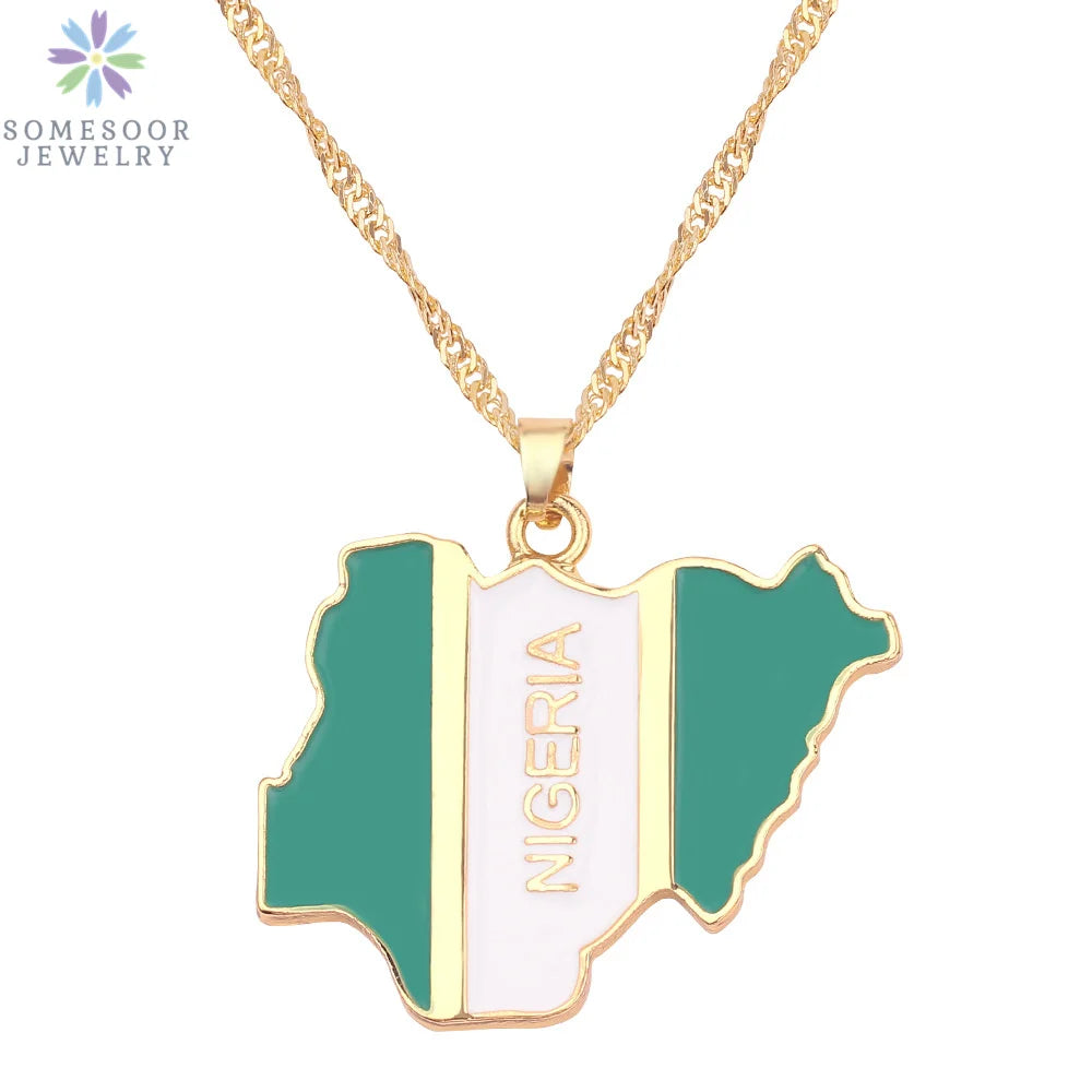 Stijlvolle SOMESOOR Afrikaanse nationale vlag ketting - Vier Nigeria, Ghana en Jamaica met hip-hop emaille hanger kettingjuwelen - Perfect cadeau voor vrouwen