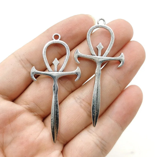 Forked Cross Charms Antique Silver Pendant DIY Jewelry